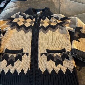 Woman's Western zip up sweater Black and tan from Boot Barn